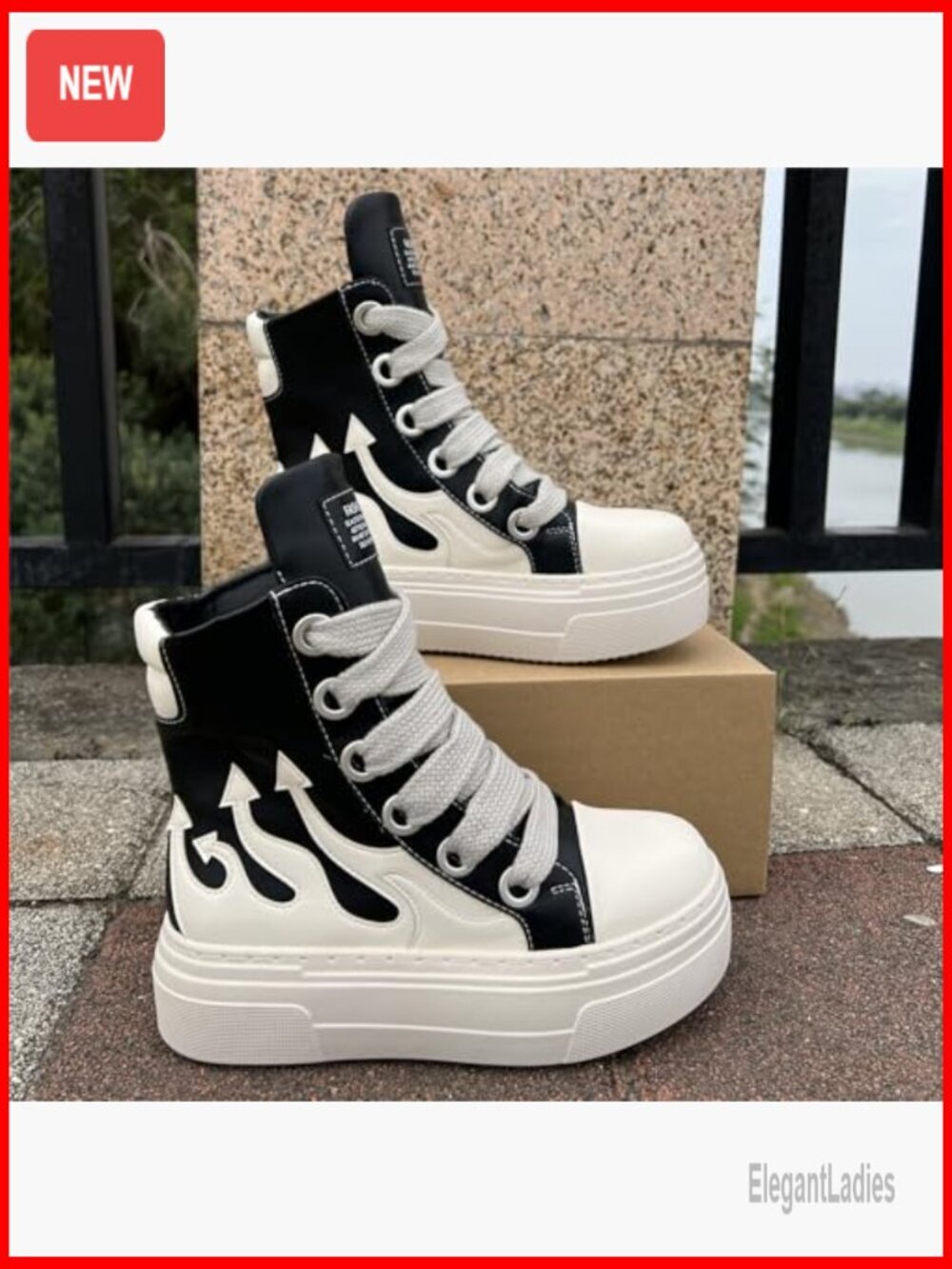 Chunky Platform Sneakers, Thick Sole, Vegan Leather, Unisex Fashion - Picture 3 of 7